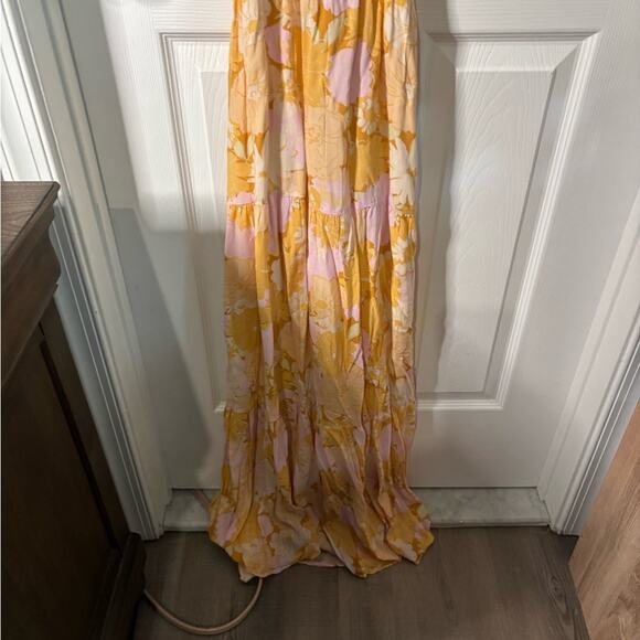MinkPink Yellow Floral Strappy Maxi Dress Size Large - Picture 4 of 6